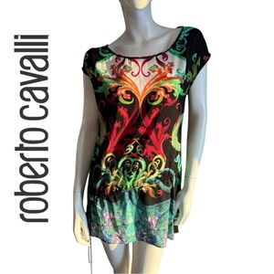 Roberto Cavalli Black and Red Patterned Tunic